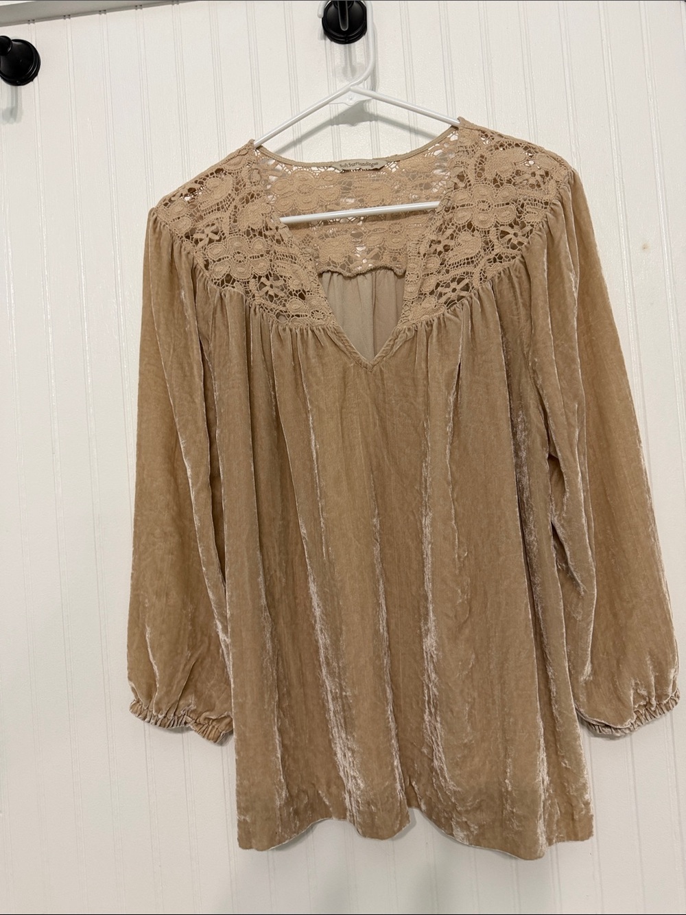 Soft Surroundings L Corinne Velvet Tunic Top Long Slvs EUC